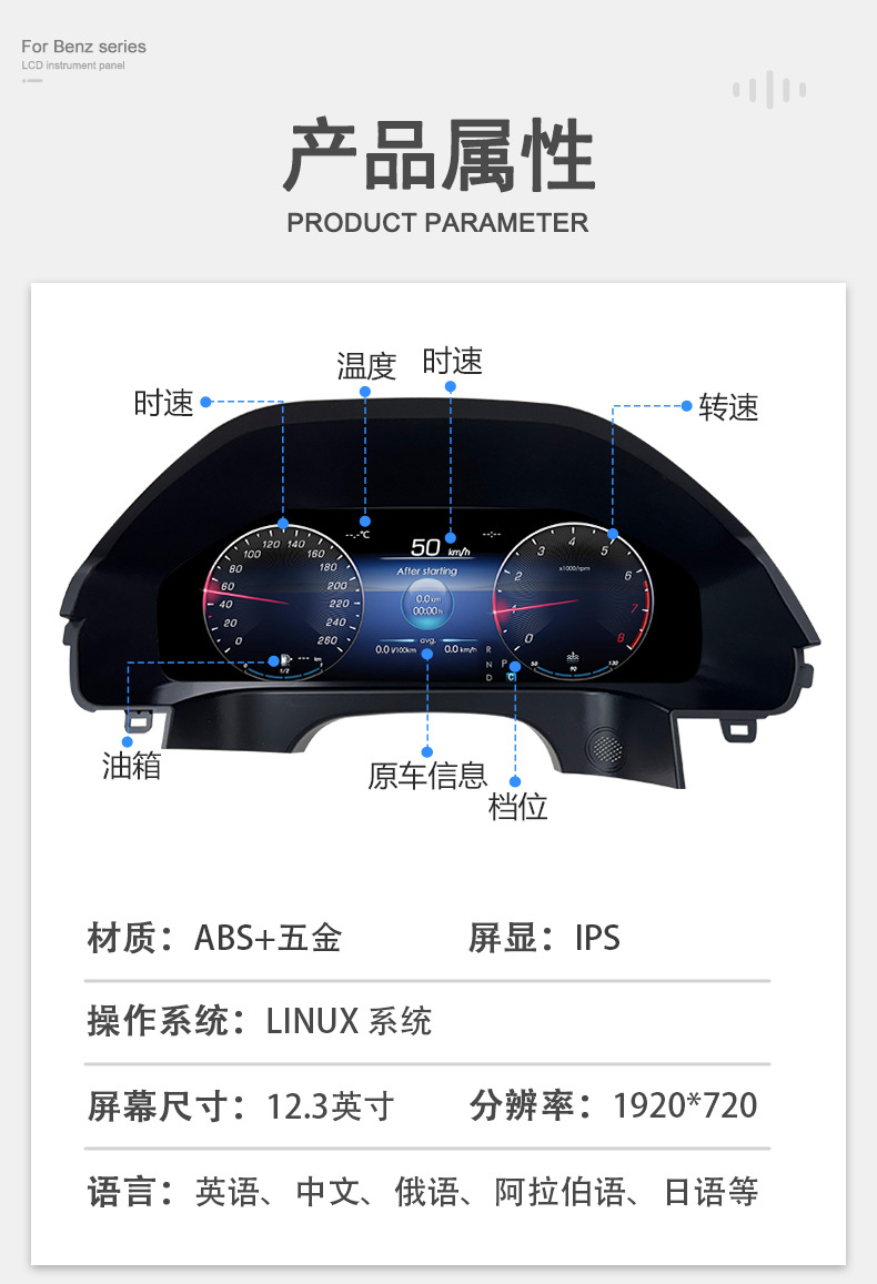 Suitable for Mercedes-Benz E-Class W212 Dashboard, 13-15 Models with Carplay, Old-To-New Lcd Car Dashboard