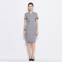 空姐设计感职业装连衣裙V领高端珠宝店医美前台酒店KTV工作服老师