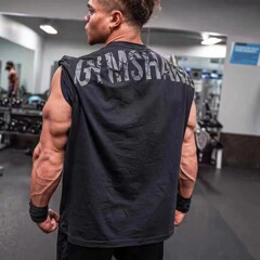 Gymshark power t-shirtフィットネススポーツ半袖ルーズパターンタイプストレッチコットン繊维tシャツメンズ