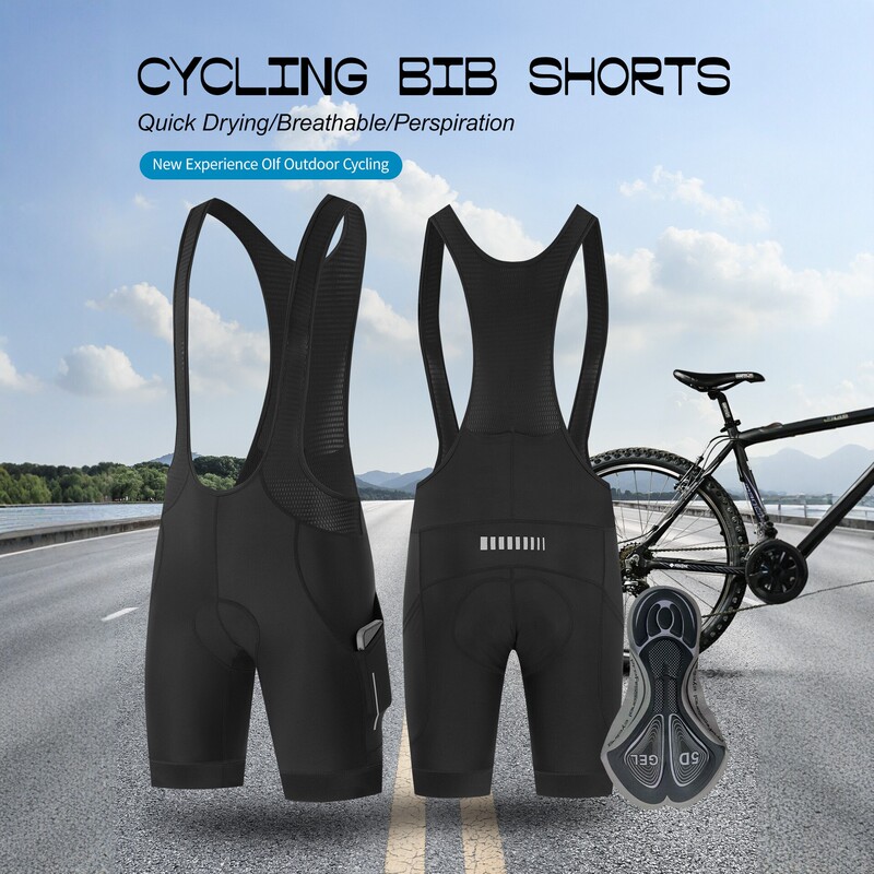 Men's Cycling Bib Shorts with 5D Silicone Cushion, Breathable and Quick-Drying Road Cycling Apparel, Cross-Border Hot-Selling Item