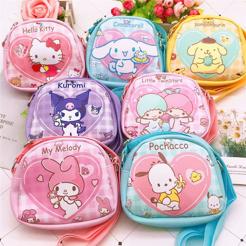 Cartoon children's cross-body shoulder bag Japanese cute Kuromi Pacha dog pudding dog primary school student carry-on storage bag