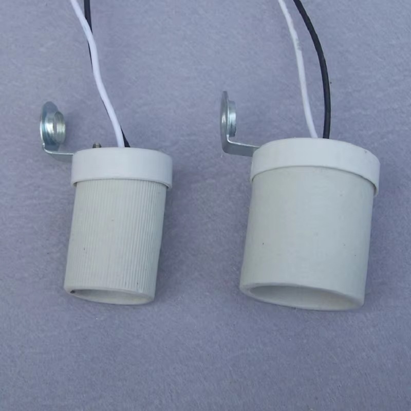 Base de lámpara de cerámica E27 con campana de toma helicoidal y cabezal de lámpara de aluminio moldeado por alambre