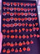 天然南红玛瑙川料火焰纹满色满肉高配戒面铜托南红戒指厂家批发