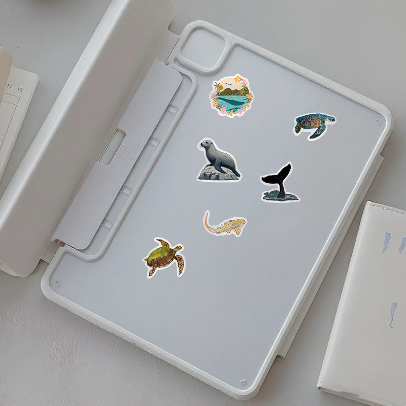 100枚の海洋生物絵柄ステッカー、携帯電話ケース、ノート、スーツケース用PVC防水ステッカー、越境ホットセール卸売|undefined
