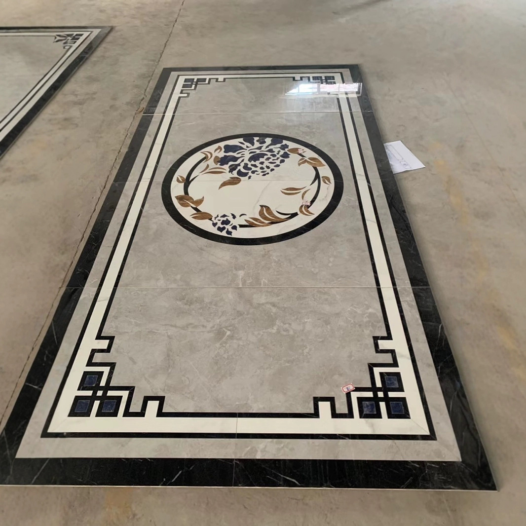 走廊瓷砖拼花地砖新中式客厅玄关过道砖入户门水刀图地板砖地毯砖