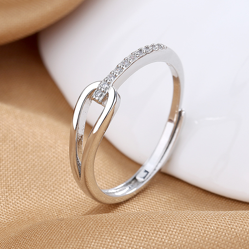 3g Weight Zircon Inlay Material Open Ring Classification Fashion Geometric Copper Inlaid Zircon Open Ring