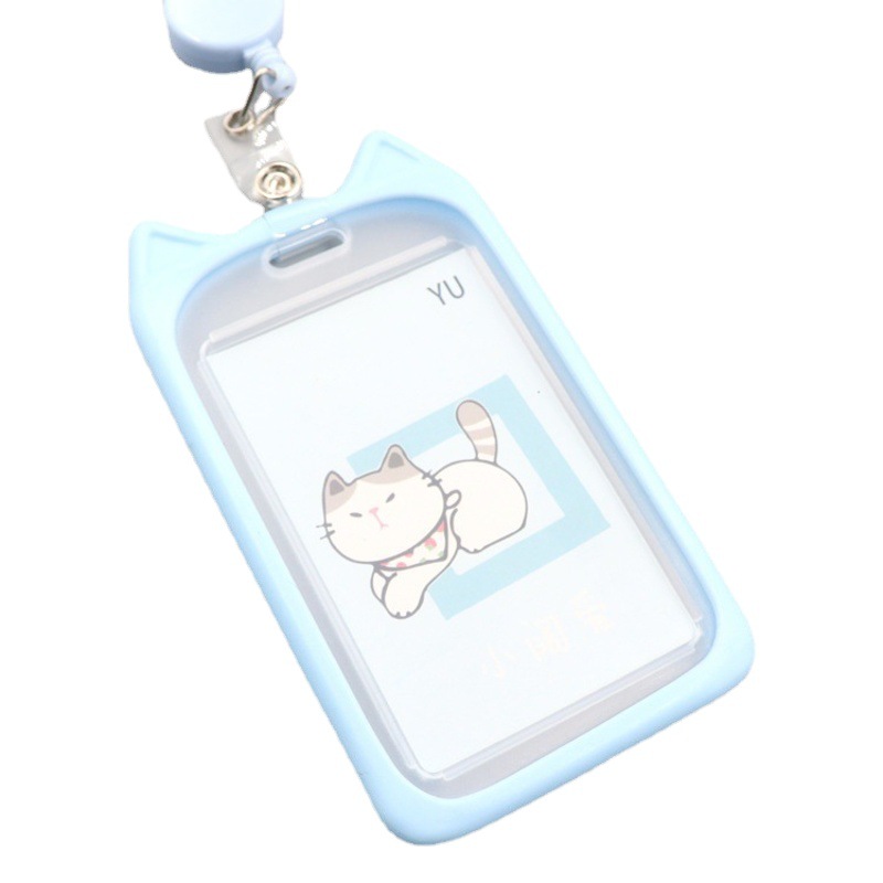 Creativo gatito estudiante campus titular de la tarjeta retráctil bus titular de la tarjeta cordón Tarjeta de comida tarjeta de acceso certificado titular de la tarjeta al por mayor