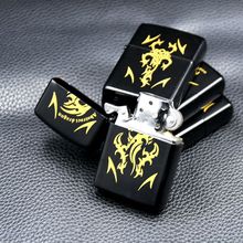 金属黑漆龙纹+5ML 套装 煤油广告打火机地推煤油打火机2件套 批发