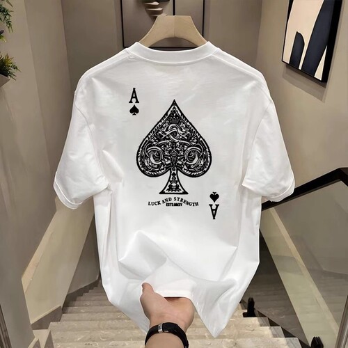 American Retro Short-Sleeve T-Shirt for Men - Summer Heavyweight Pure Cotton Loose Print Half-Sleeve Streetwear Brand Student Top T-Shirt