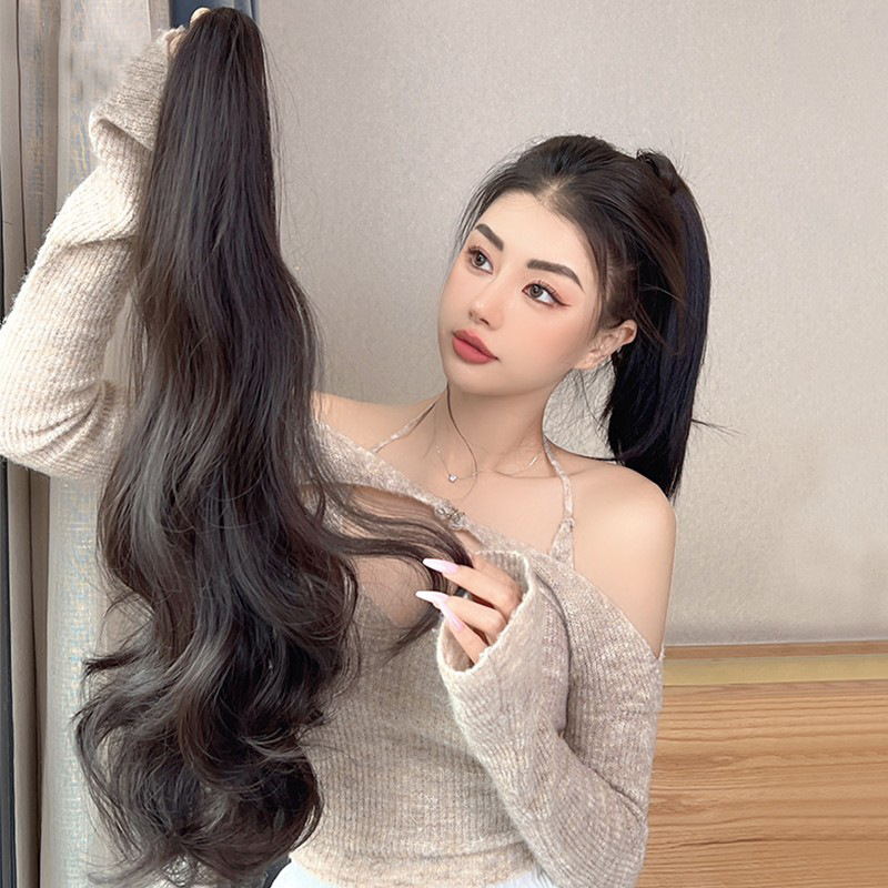 Conni Wavy Large Ponytail Wig for Women - Natural Long Curly Hair with Clips, Perfect for Fashion and Styling