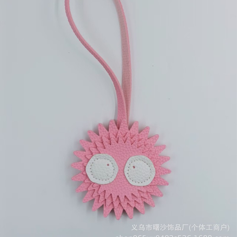 创意黑煤球皮革钥匙扣包包挂件可爱简约个性女潮搭饰品丑萌小煤球|undefined
