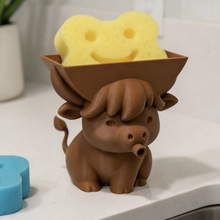 Highland Cow Sponge Rack Drainage Tray�ߵ�ţ���d�ܞrˮ�ۼ���
