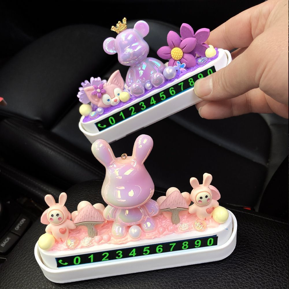 2016 nuevo adorable cartón de dibujos animados crema placa de estacionamiento corona oso coche placa de estacionamiento temporal placa de movimiento de automóviles