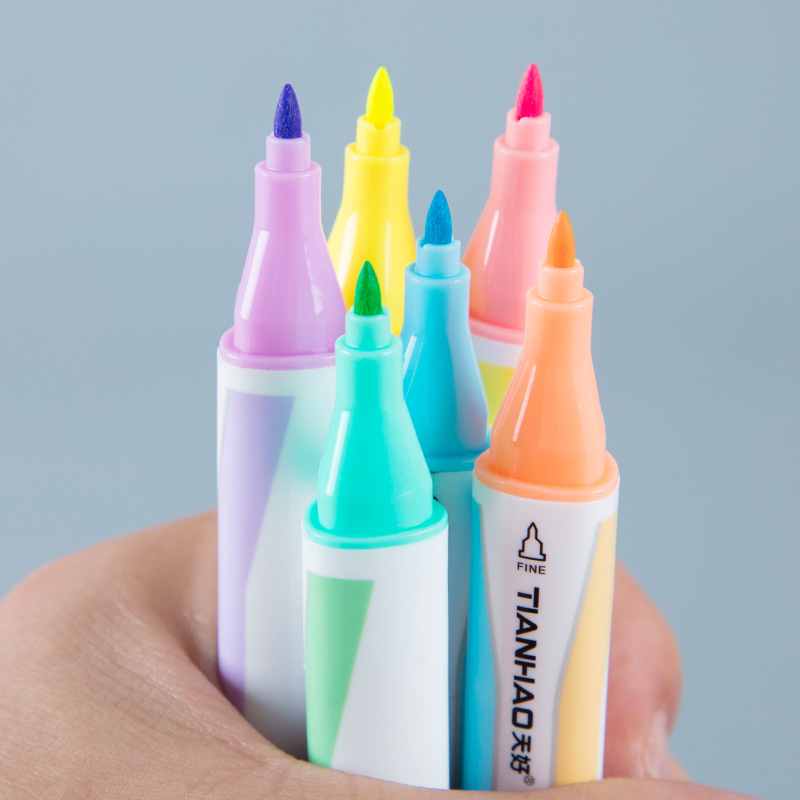 1926-6 pastel pluma de Alta Luz 6-color estudiante resaltador graffiti pintura mano marcador pluma regalos creativos