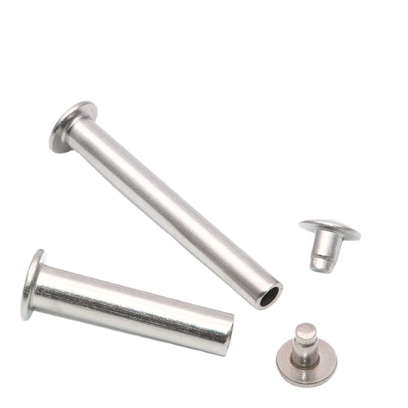 不锈钢304子母铆钉对接对敲铆钉相册铆钉半空心扁圆头紧打钉M5M3|ru