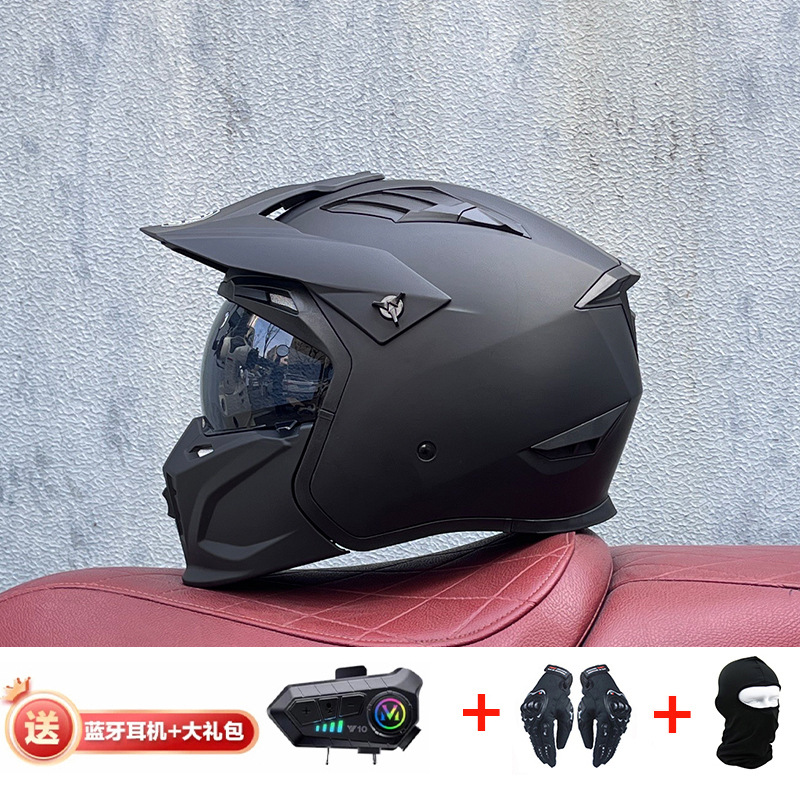 La motocicleta Orz Street Fighter se puede instalar con un casco Bluetooth para hombres y mujeres, un casco completo, una locomotora de cuatro estaciones, un casco combinado 3C extraíble retro