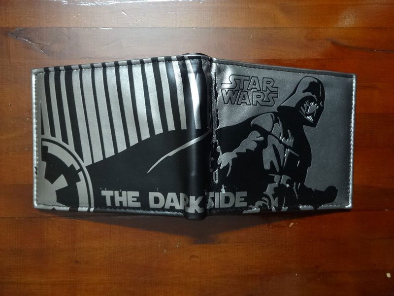 Cartera de animación alrededor de Star Wars, samurai negro, estudiantes blancos, monedero de cambio PU corto, monedero