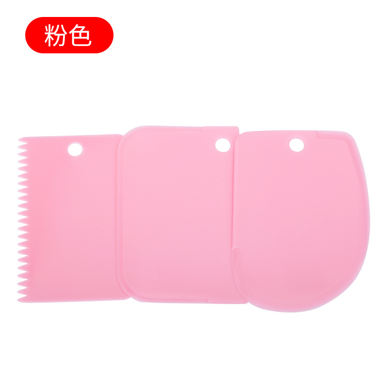 Color PP plastic scraper three-piece baking gadgets cream cake scraper household multi-function cutting knife