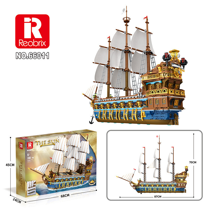 Transfronterizo 66010 - 66039 Royal Sunshine barco pirata bloque de construcción puzzle hombre y mujer ensamblar juguetes modelo de bloque
