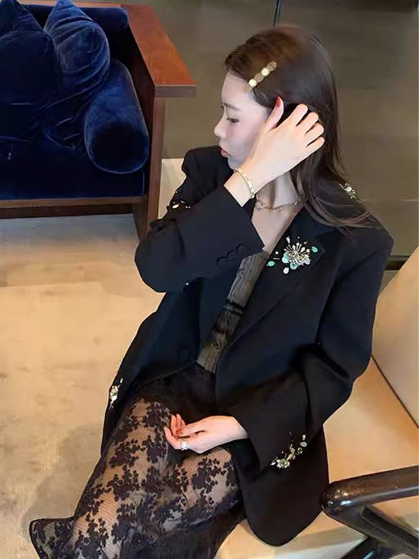 【源头工厂】西装外套女重工立体花朵手工钉珠高级感西服女|undefined