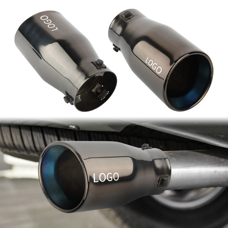Factory direct supply modified single tail throat universal stainless steel exhaust pipe muffler car tail throat thickened grilled blue