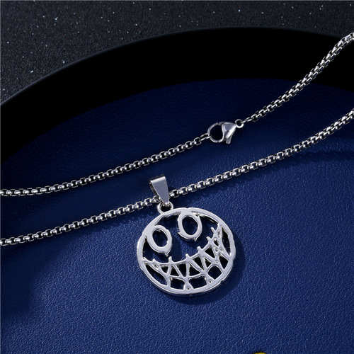 Fashion Cross-Border Titanium Steel Demon Necklace Demon Smile Alloy Pendant Elegant Couple's Simple Cartoon Pendant