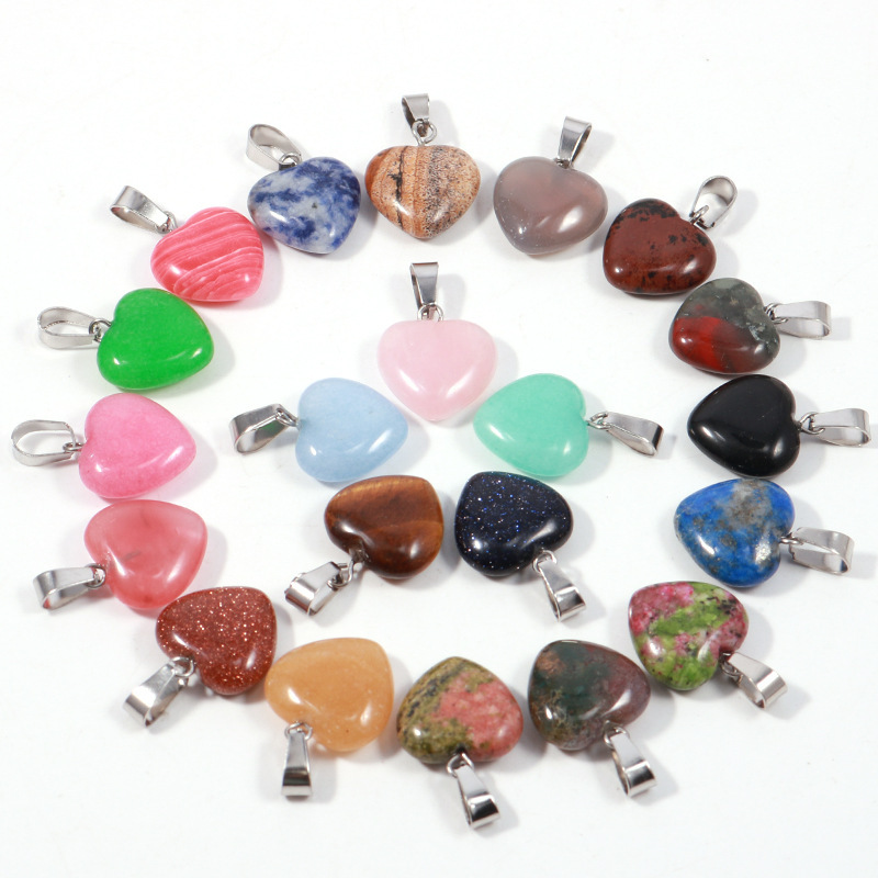 Transfronterizo Amazonas polvo de cristal caballo colgante 16mm pequeño corazón de melocotón regalo de día de San Valentín colgante de gemas naturales en forma de corazón