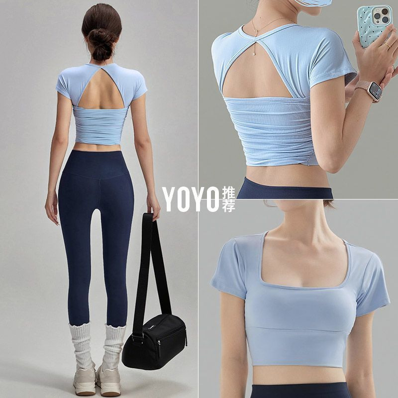 Yoga Clothing, Fitness Clothing, Short-Sleeved Rope Skipping Sportswear, Women's Summer Thin High-Elastic Bodysuit, Quick-Drying Running Suit Yoga Clothing, Fitness Clothing, Short-Sleeved Rope Skipping Sportswear, Women's Summer Thin High-Elastic Bodysuit, Quick-Drying Running Suit