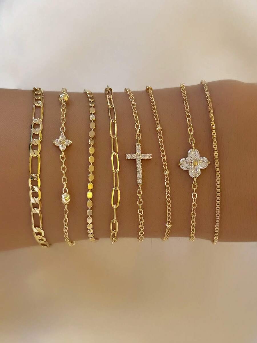 European American Cross-border Best-selling Fashion Jewelry, Multi-layered Chain Bracelet, New Simple And Light Luxury_voghion.com
