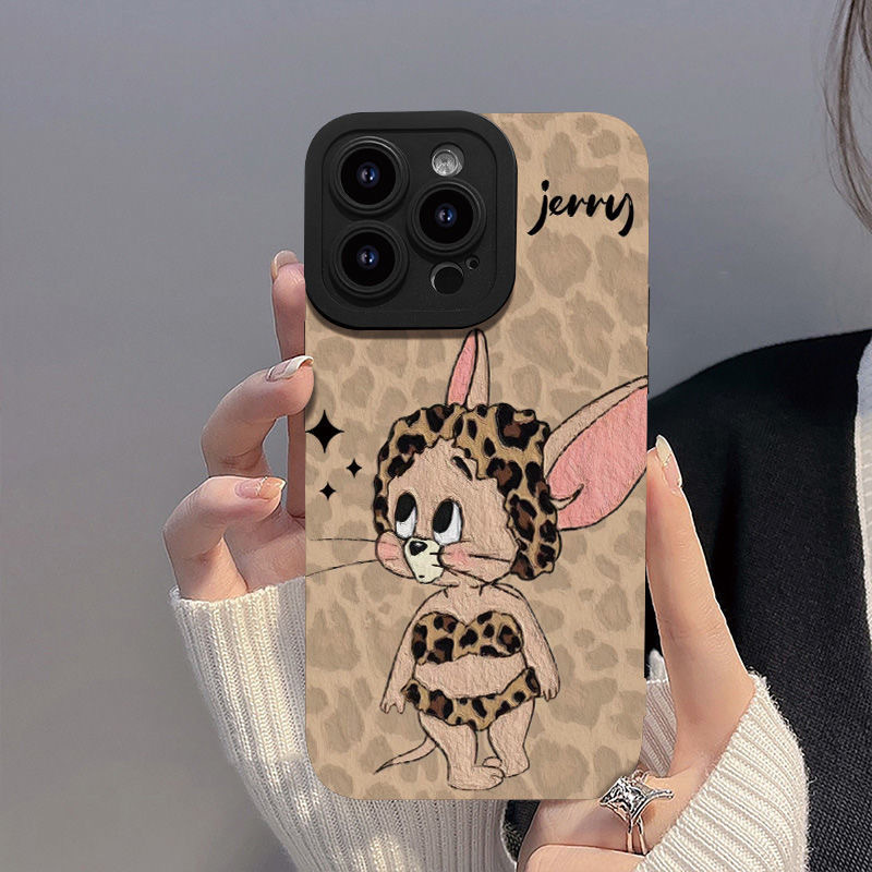 豹纹杰瑞适用苹果15手机壳16潮流iPhone13PROmax11创意14防摔12XR