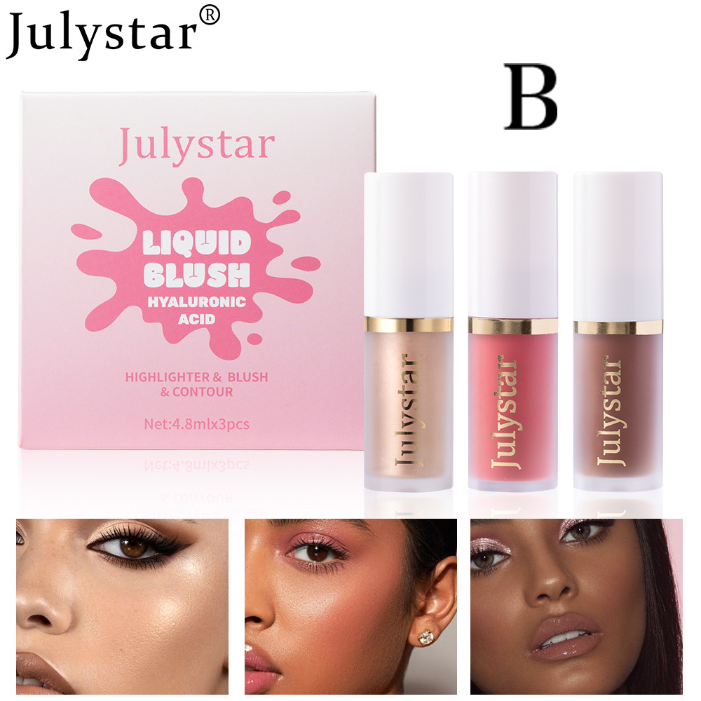 Julystar Facial Blush, Long-lasting Pearlescent Lip Brightening, Natural Highlight Contouring Liquid Set Wholesale undefined