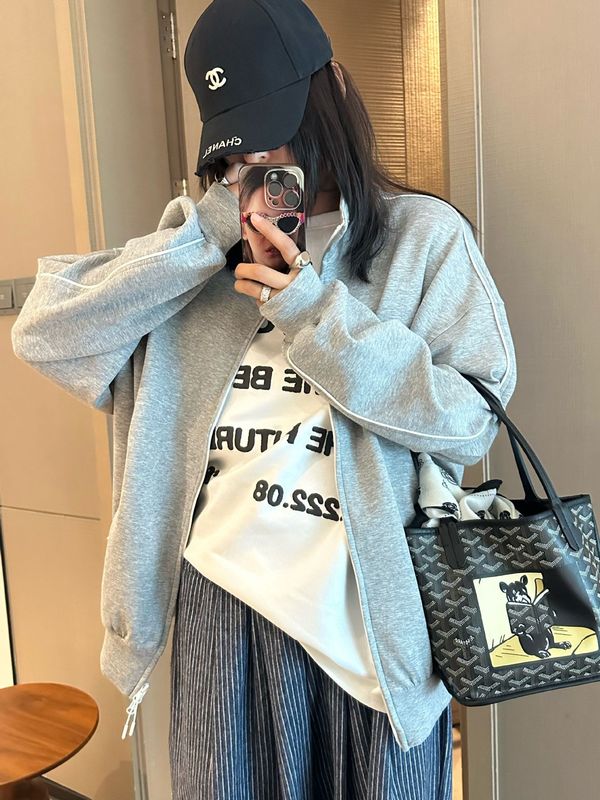 欧美街头风时尚宽松oversize拉链开衫立领卫衣女休闲夹克外套|undefined