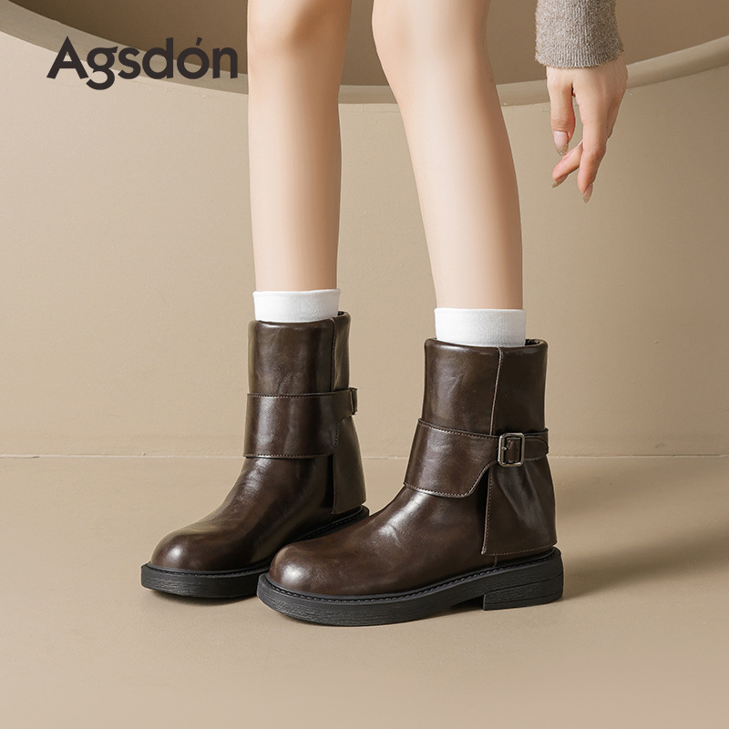 Antiguo Lion Martin botas para mujeres 2026 nuevo otoño invierno botas cortas con suela gruesa botas de caballero marrón retro Maillard