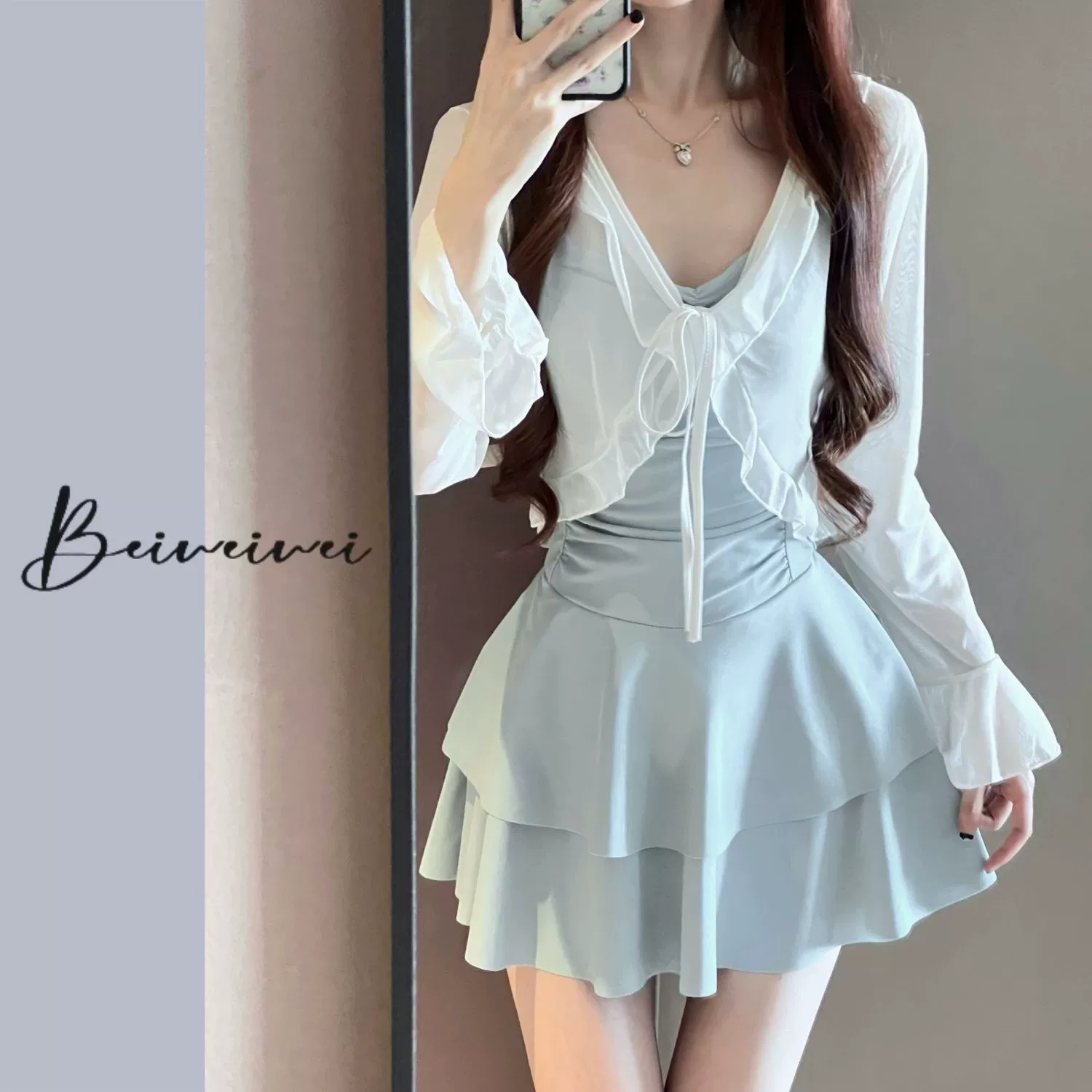 Купальник, бренд юбка для плавания, облегающий, корейский стиль, защита от солнца