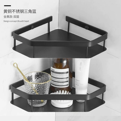 Bathroom Black Golden Triangle Board Blossom Blue bathroom corner frame wall -mounted shower shower shower gel storage rack