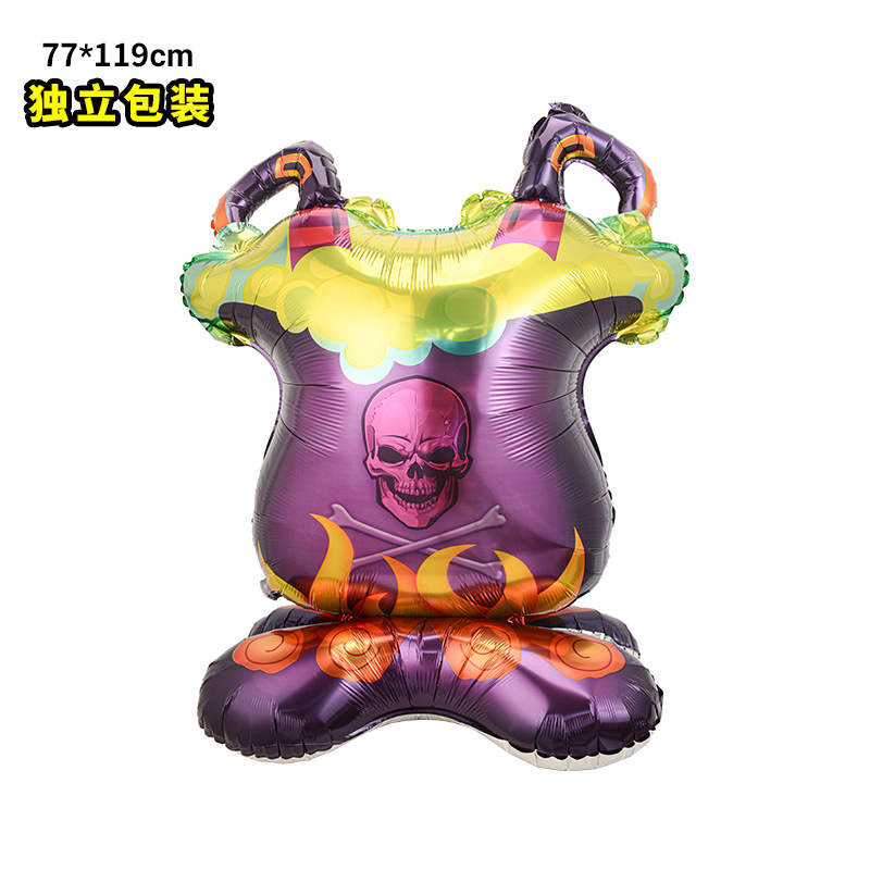 Nuevo globo de Halloween 4D globo tridimensional columna árbol fantasma lápida de bruja puede pararse base globo de película de aluminio