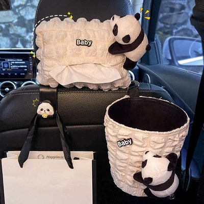 seat hanging type, rear seat, Car tissue box/set - tissue-box-trash-bin-hook-baby-crawling-bear