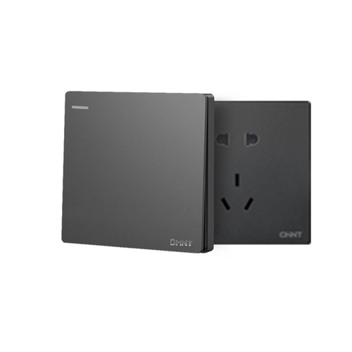 Chint dark gray switch socket five-hole two-three plug 16a air conditioning computer plug 86 type home concealed panel