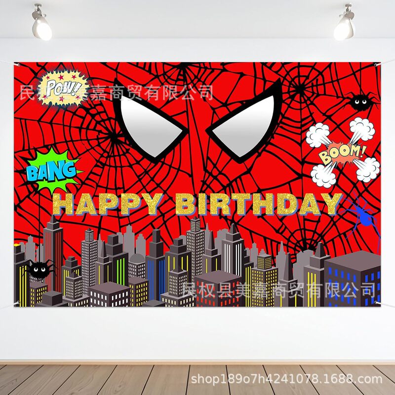 New Hot Sale City Hero Spider Web Theme Photography Background Cloth Children's Birthday Party Layout Scene Decoration New Hot Sale City Hero Spider Web Theme Photography Background Cloth Children's Birthday Party Layout Scene Decoration
