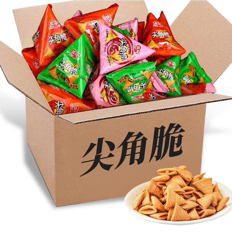 爆款超值100包 虎牙尖角脆休闲小袋装棋牌室小零食一整箱便宜10包|undefined