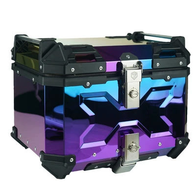 Colorful Box Rainbow Box Colorful Motorcycle Tail Box Storage Box Motorcycle Aluminum Alloy Trunk Battery Car Tail Box (Motorcycle trunk) - rainbow-radiation-x-45l