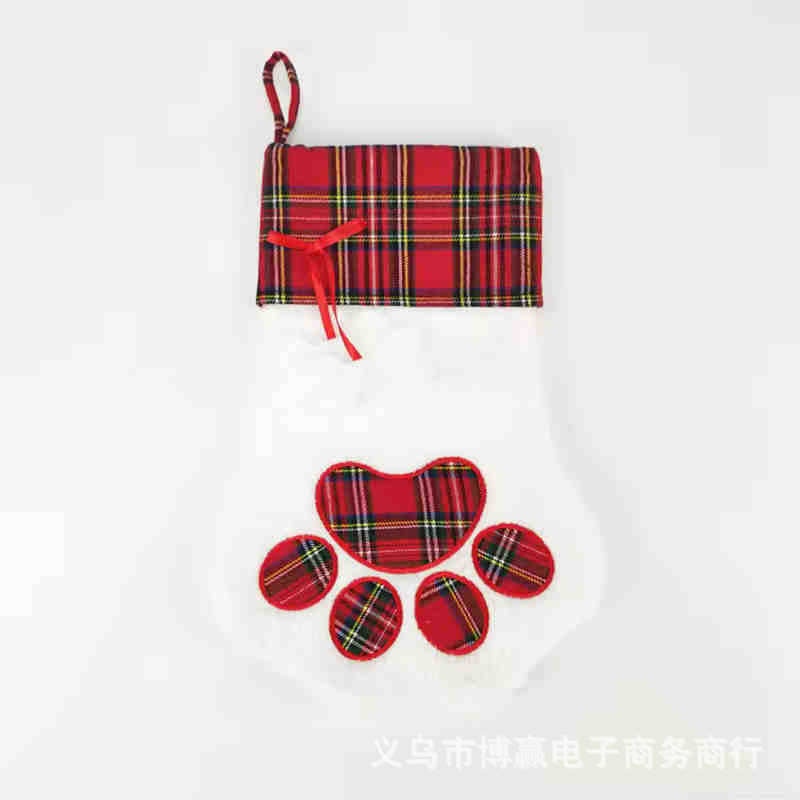 クロスボーダークリスマスラムウールクマの手クリスマスソックスギフトバッグクリスマススタイルリボンギフト収納吊り飾り|undefined