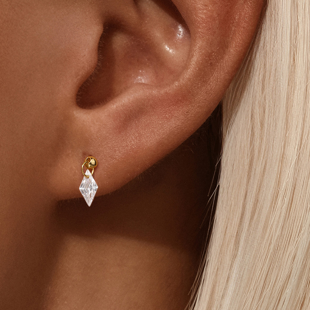 Drop Earrings, Ear Studs Classification 1 Pair 925 Sterling Silver Zircon 925 Sterling Silver Earrings Four Leaf Clover Moon Rhombus Drop Earrings Ear Studs