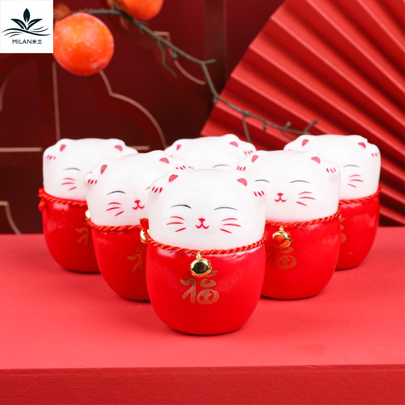 Año nuevo espuma afortunado gato adornos de víspera de año nuevo flor bendición barril adornos colgante fortuna gato accesorios DIY material paquete