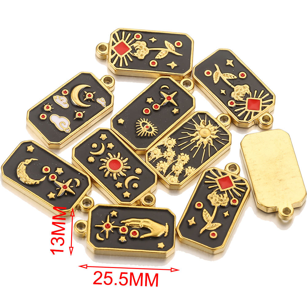 5 Pièces/Paquet 12 * Mm Acier Inoxydable Carte Brillant Pendentif display picture 3