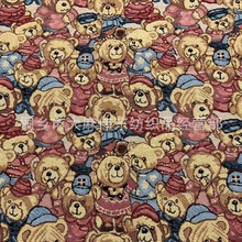 可爱美式卡通小熊色织提花布泰迪熊服装辅料手工diy箱包布料