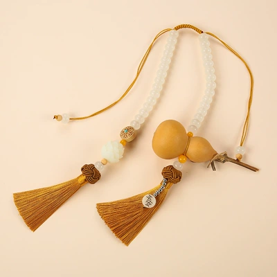 pendant lucky bag aromatherapy Car Car hanging - upgraded-beaded-gourd-yellow-double-spike