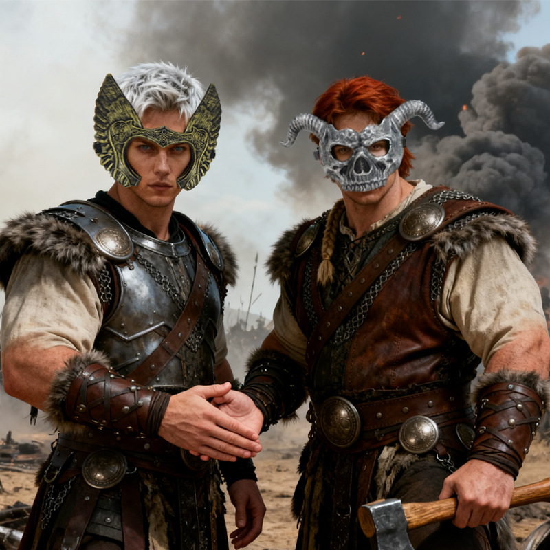 TK Amazon retro estilo vikingo máscara hecha a mano props de cine y televisión detalles realistas hechos a mano viejos