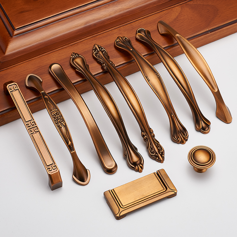 Nuevo estilo chino de bronce amarillo puerta de muebles de armario mango de armario mango de cajón de armario antiguo mango pequeño agujero único image 4