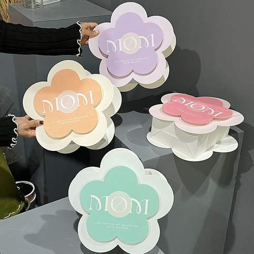 Valentine's Day flower gift box florist shop three-dimensional flower integrated folding hand-held flower box floral material packaging box wholesale